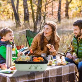 Electric Hot Pot and Grill 2-in-1 Combo, Independent Heating Control, Non-Stick Coating, Fast Even Heating, Overheat Protection