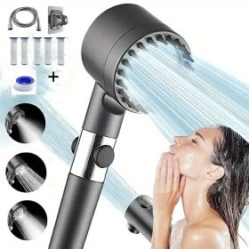 High-Pressure Turbo Shower Head With 5-Stage Filtration - Multiple Spray Modes & Hard Water Power Rinse For Pet Bathing (Option: Normal9piecesetwith5filters)
