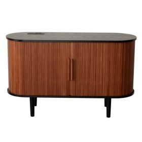 Fralimk Sideboard Buffet Cabinet With Storage, Modern Fluted Storage Cabinet For Dining Room, Tambour Door Console Table For Living Room, Office (Option: Brown)