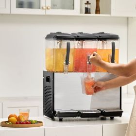 Commercial Beverage Dispenser 12L X 3 Tanks Cold Juice Ice Drink Dispenser (Option: silver)