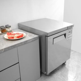 Commercial Refrigerator, 28' Undercounter Worktop Refrigerator, 7.4 Cu. Ft Thick Stainless Steel Refrigerated Food Prep Station Fan Cooling Singl (Option: silver)